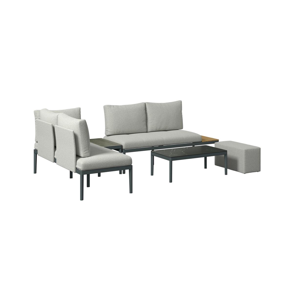 Loungegarnitur Emilia Anthrazit/Natur/Dunkelgr/Beige - Dunkelgrau/Beige, MODERN, Kunststoff/Textil - Mömax