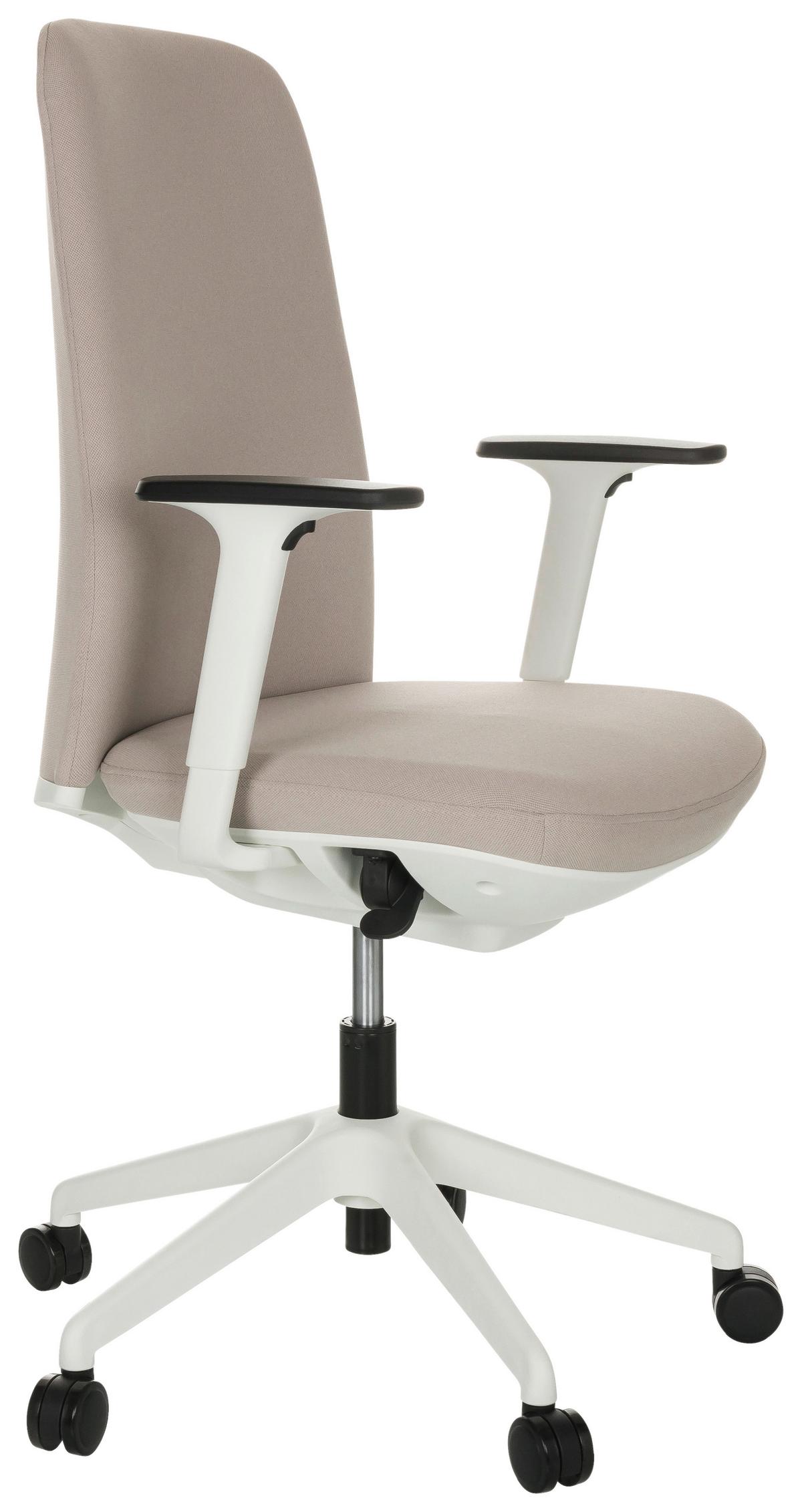 Pisarniški Stol Nestora, Bež - bela/bež, Basics, umetna masa/tekstil (70/103-113/70cm) - MID.YOU