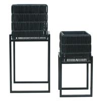 Übertopf-Set Flora Schwarz, 2er Set - Schwarz, Kunststoff/Metall - Mömax