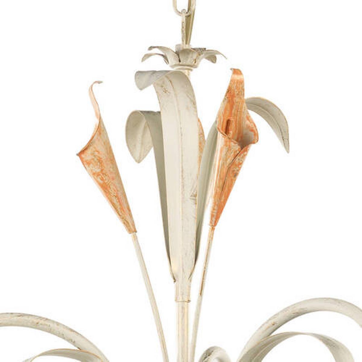 Kronleuchter Lucrezia Avorio Weiß max. 6 Watt - Weiß, Natur, Glas/Metall (60/100cm)