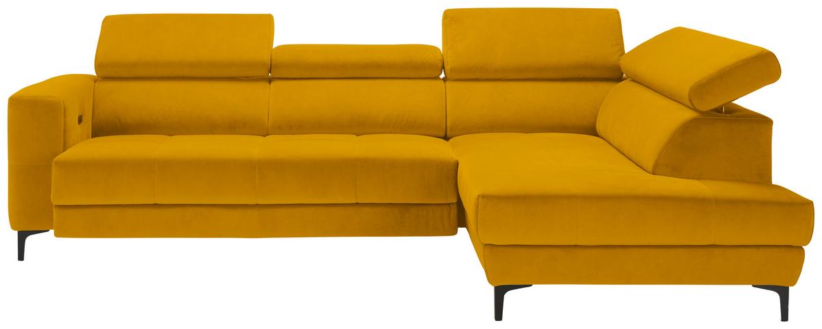 Ecksofa Emma rechts Gelb - Gelb/Schwarz, MODERN, Textil (301/210cm) - Premium Living