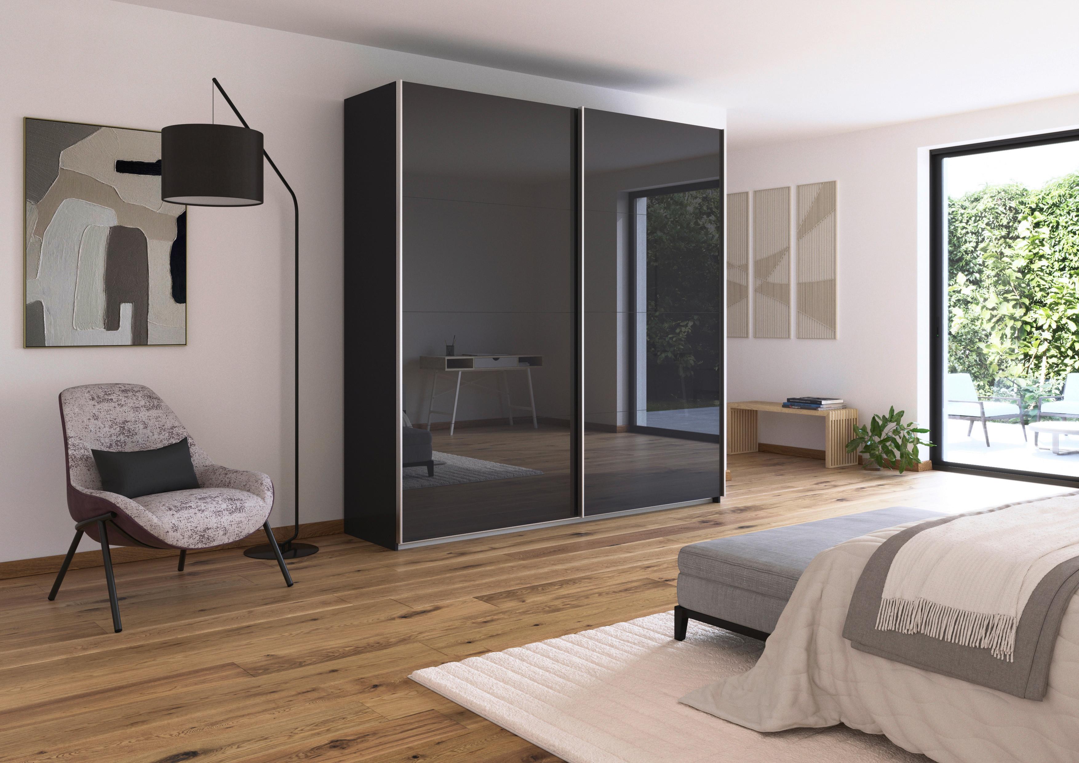 DULAP USI CULISANTE FELDKIRCH - antracit/antracit lucios intens, Modern, sticlă/material pe bază de lemn (225/229/62cm)