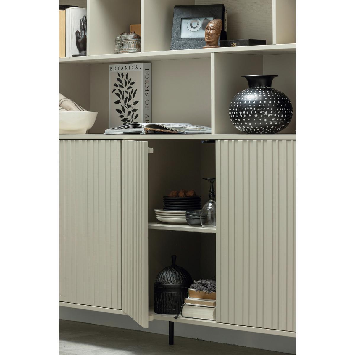 Sideboard Gravure Beige B: 40 cm - Schwarz/Grau, Design, Holz/Metall (200/85/44cm) - Livetastic