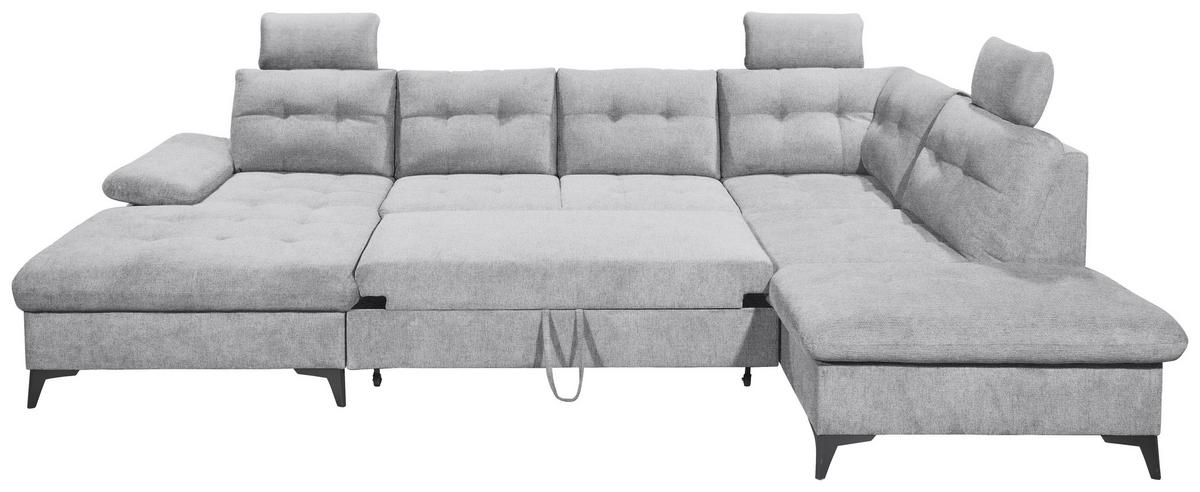 Wohnlandschaft Durban U ca. 170x324x218 cm Hellgrau - Hellgrau/Schwarz, KONVENTIONELL, Kunststoff/Textil (170/324/218cm) - MID.YOU