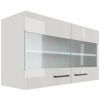 Küchenoberschrank in Lichtgrau glänzend - Schwarz/Grau, MODERN, Holzwerkstoff/Metall (100/54/32cm) - FlexWell