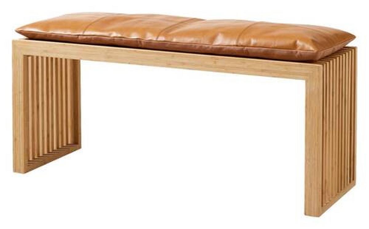 Bankauflage Lederkissen - Braun, Design, Leder (104/3/35cm) - MID.YOU