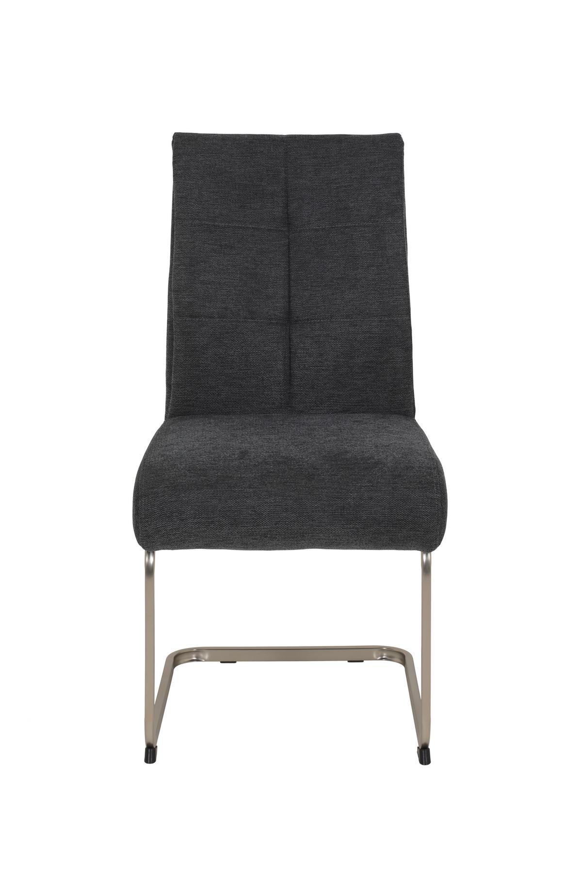 SCHWINGSTUHL-SET INES S 2ER-SET - Edelstahlfarben/Anthrazit, MODERN, Textil/Metall (50/99/66cm) - MID.YOU