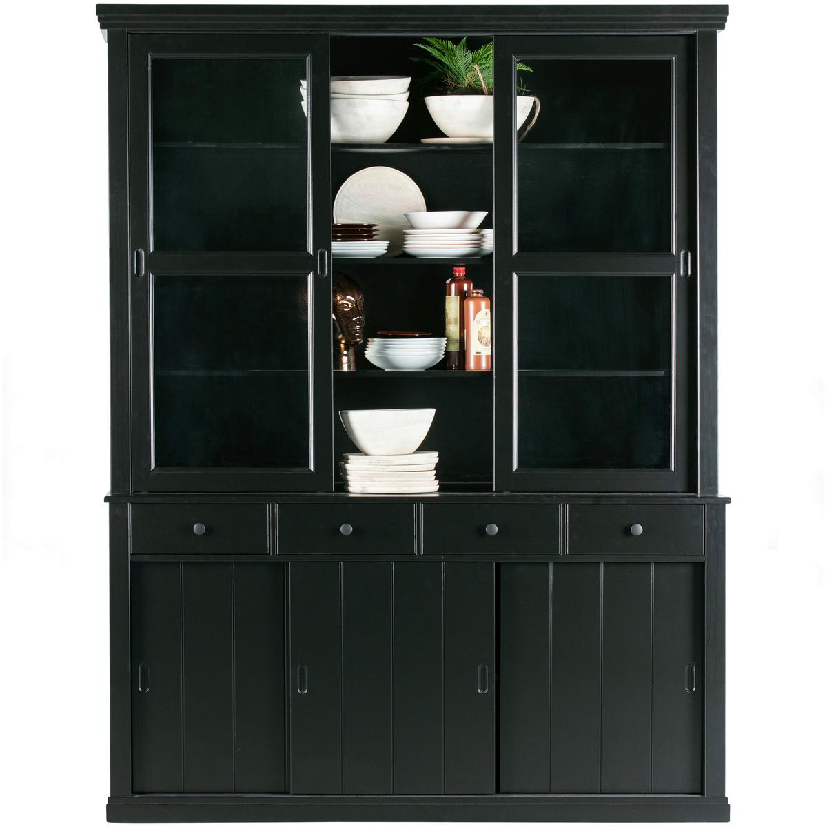Vitrine Lagos Schwarz - Schwarz, Design, Glas/Holz (166/214/48cm) - Livetastic