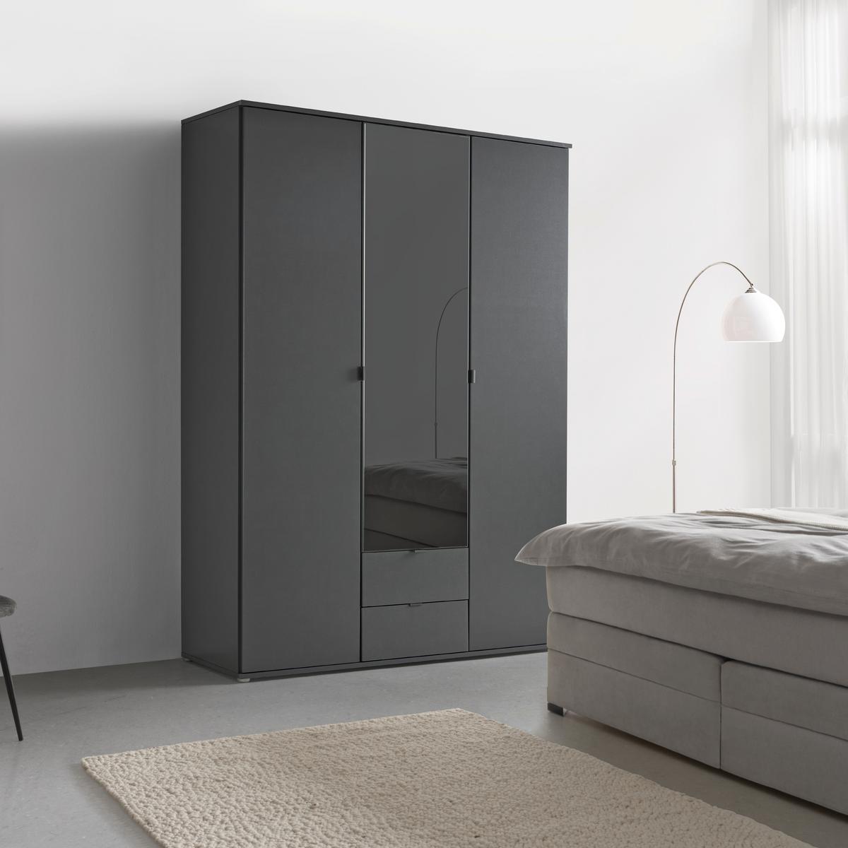 Drehtürenschrank Avila Grau - Grau, Konventionell, Glas/Holzwerkstoff (136/194/53cm) - Mömax