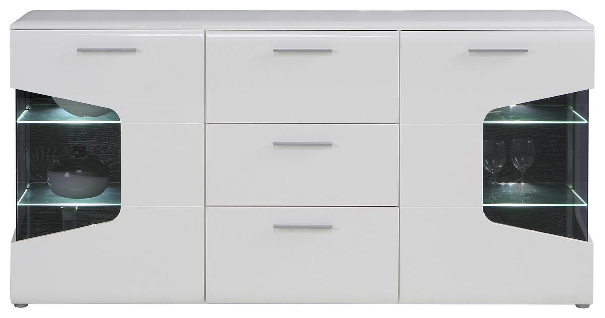Široka Komoda Corel, Bela - barve hrasta/bela, Design, kovina/steklo (180/89/41cm) - Hom`in