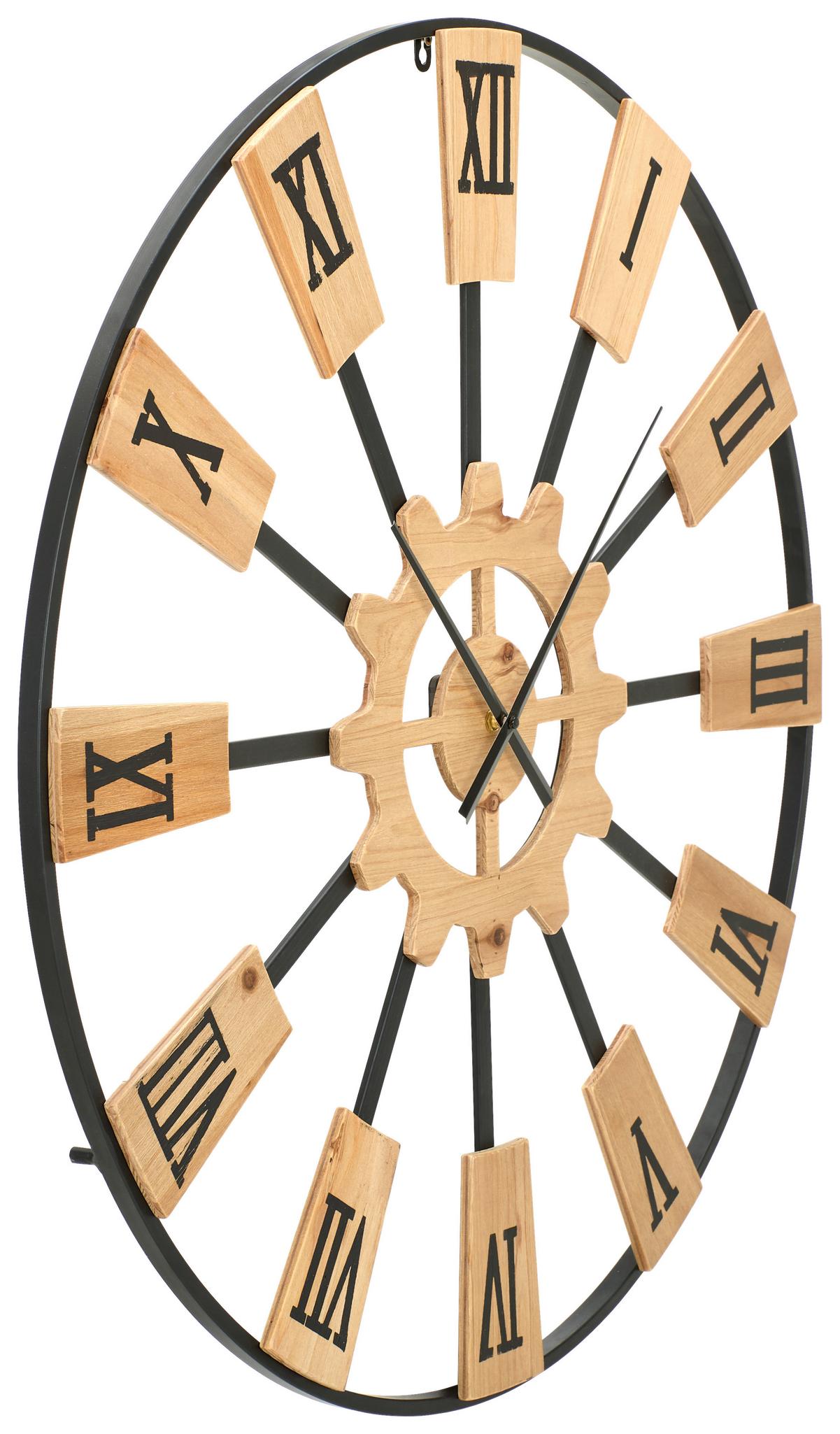 ZEGAR ŚCIENNY GITTE - kolor naturalny/czarny, Lifestyle, metal/drewno (80,5/80,5/7cm) - Landscape