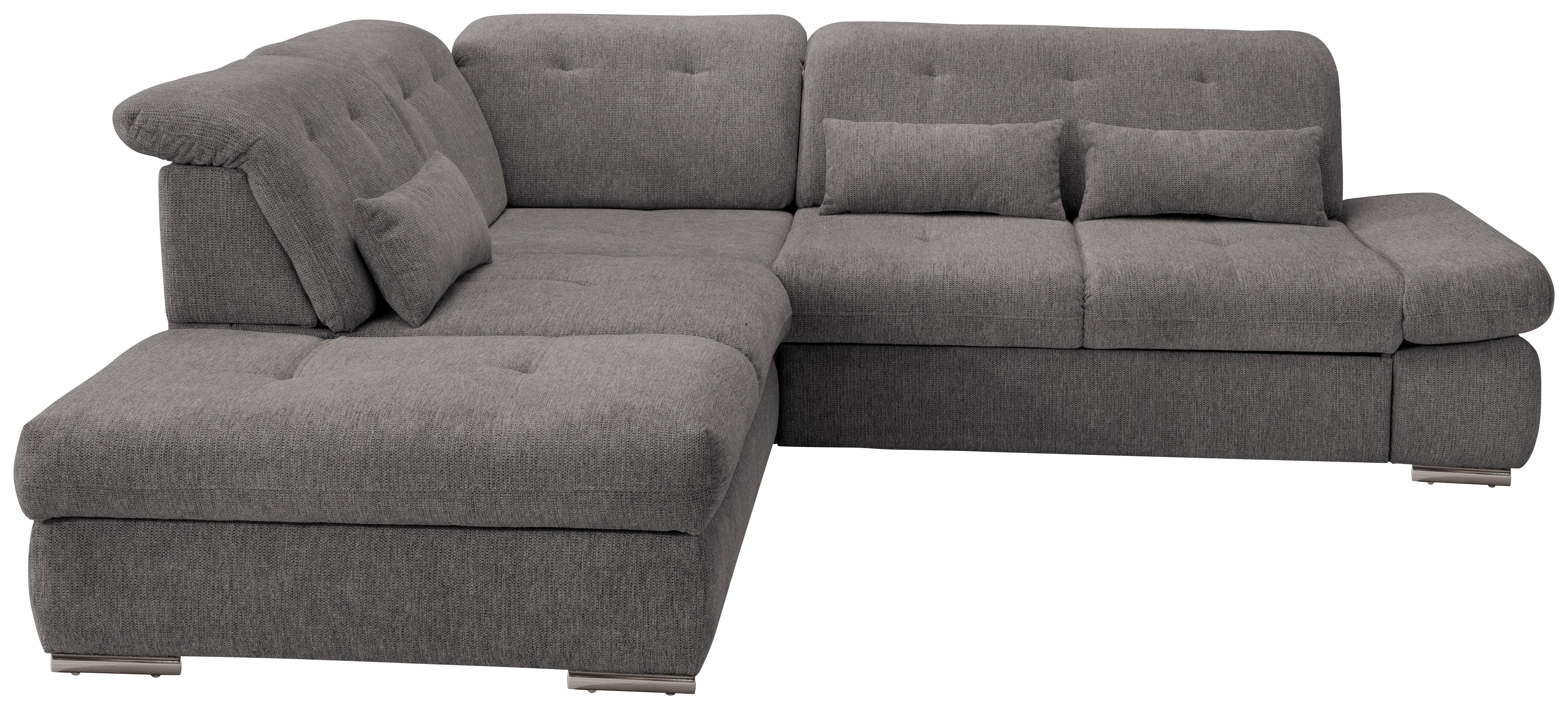 Wohnlandschaft Dalida Braun/Grau Chenille - Chromfarben/Braun, Design, Textil/Metall (254/280cm) - Livetastic