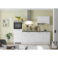 Küchenblock Eddy mit Geräten ca.260cm Weiß/Grau - Edelstahlfarben/Weiß, KONVENTIONELL, Holzwerkstoff/Metall (260cm) - P & B