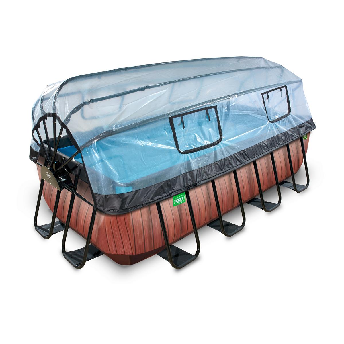 Bazen Exit Wood Pool, Toplotna Črpalka, 400x200cm - rjava, Konvencionalno, umetna masa (400/200/100cm) - EXIT Toys