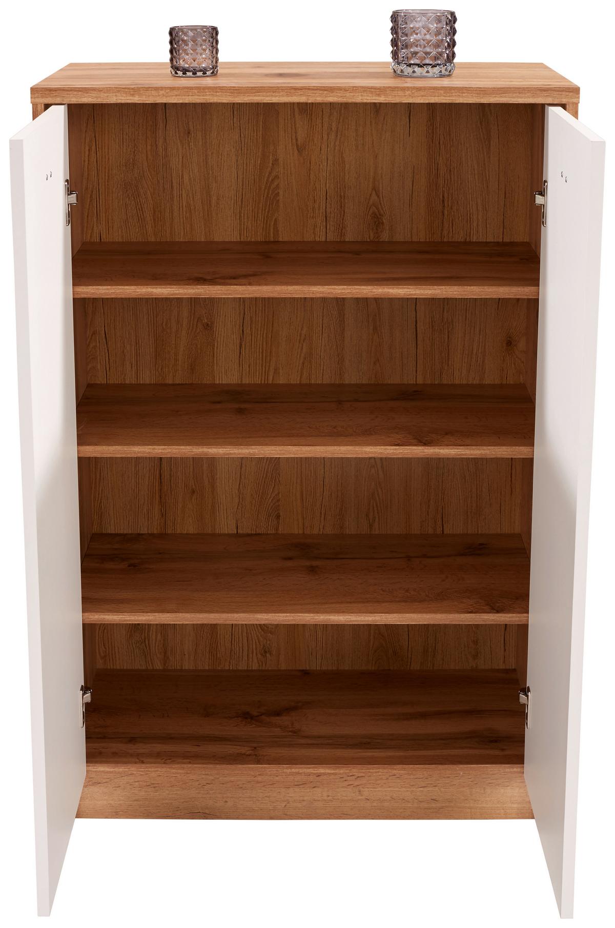 Komód 2 Ajtó Tölgy-fehér Szín 4-You - krómszínű/tölgyfa színű, Modern, műanyag/faalapú anyag (74/111,4/34,6cm)