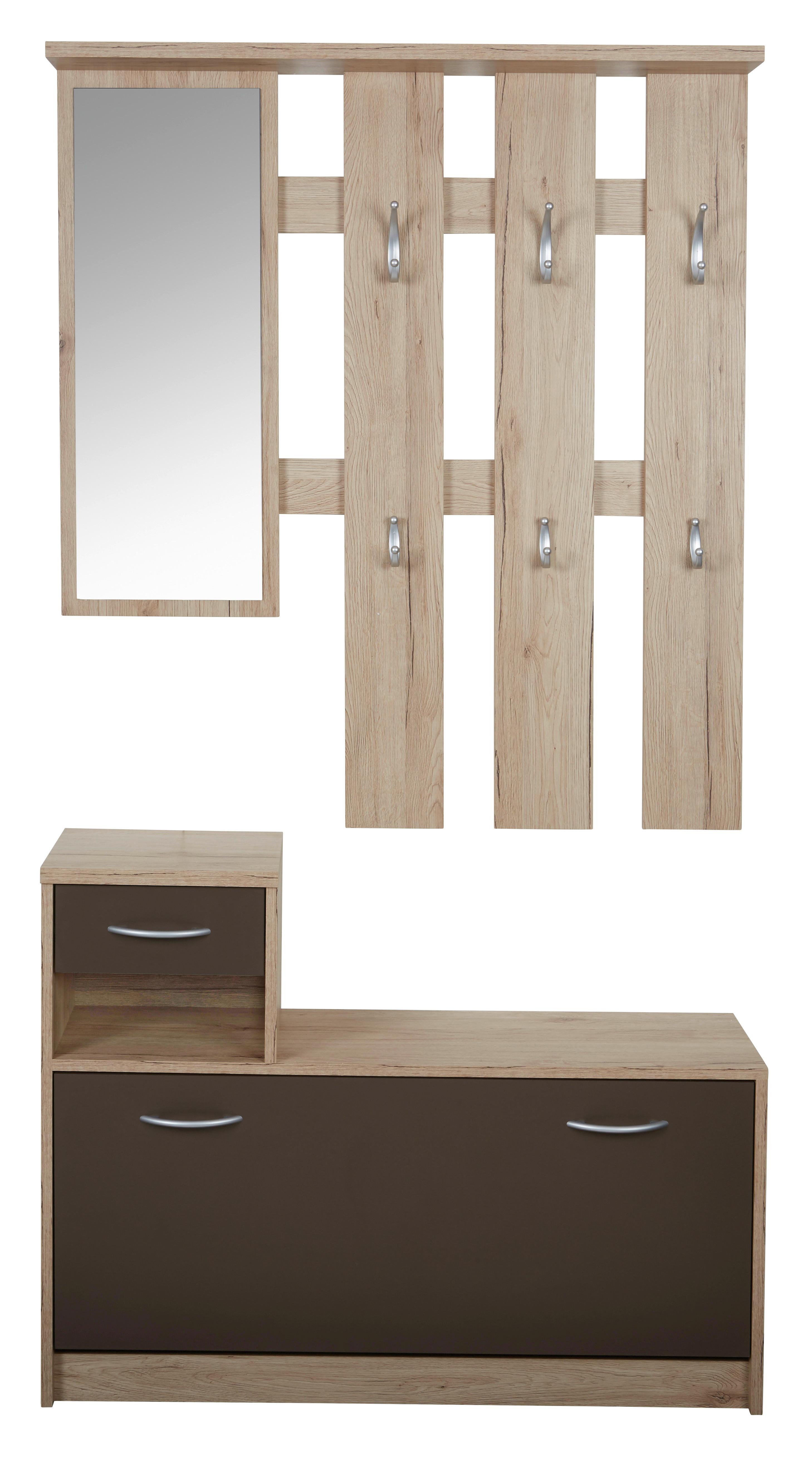Előszobafal Barna-tölgy Szín Iza - barna/tölgyfa, Konventionell, faalapú anyag/Üveg (100/190/26cm) - Best Price