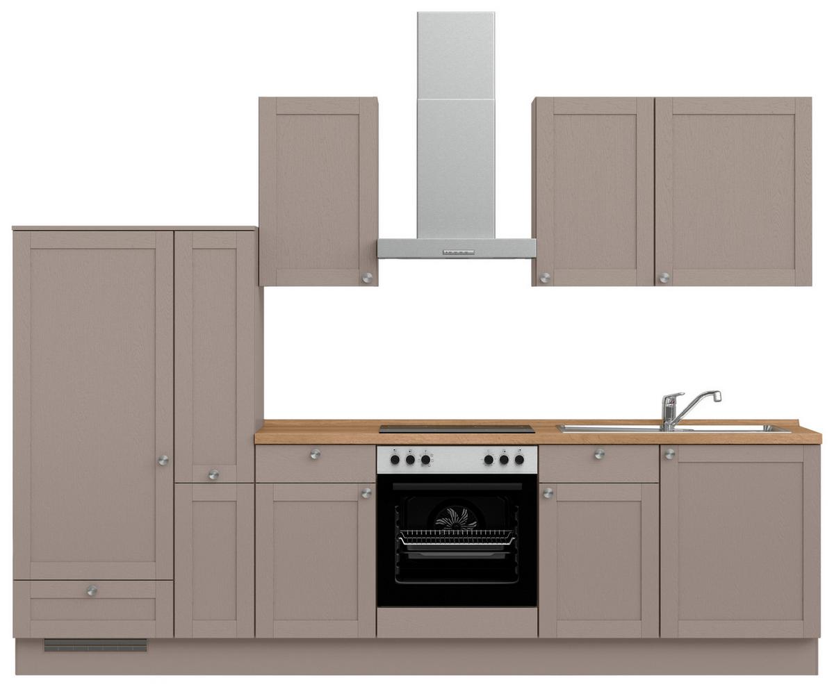 Küchenleerblock Frame Low o. Geräte Beigebraun - Edelstahlfarben/Eichefarben, MODERN, Holzwerkstoff/Metall (300cm) - Nobilia