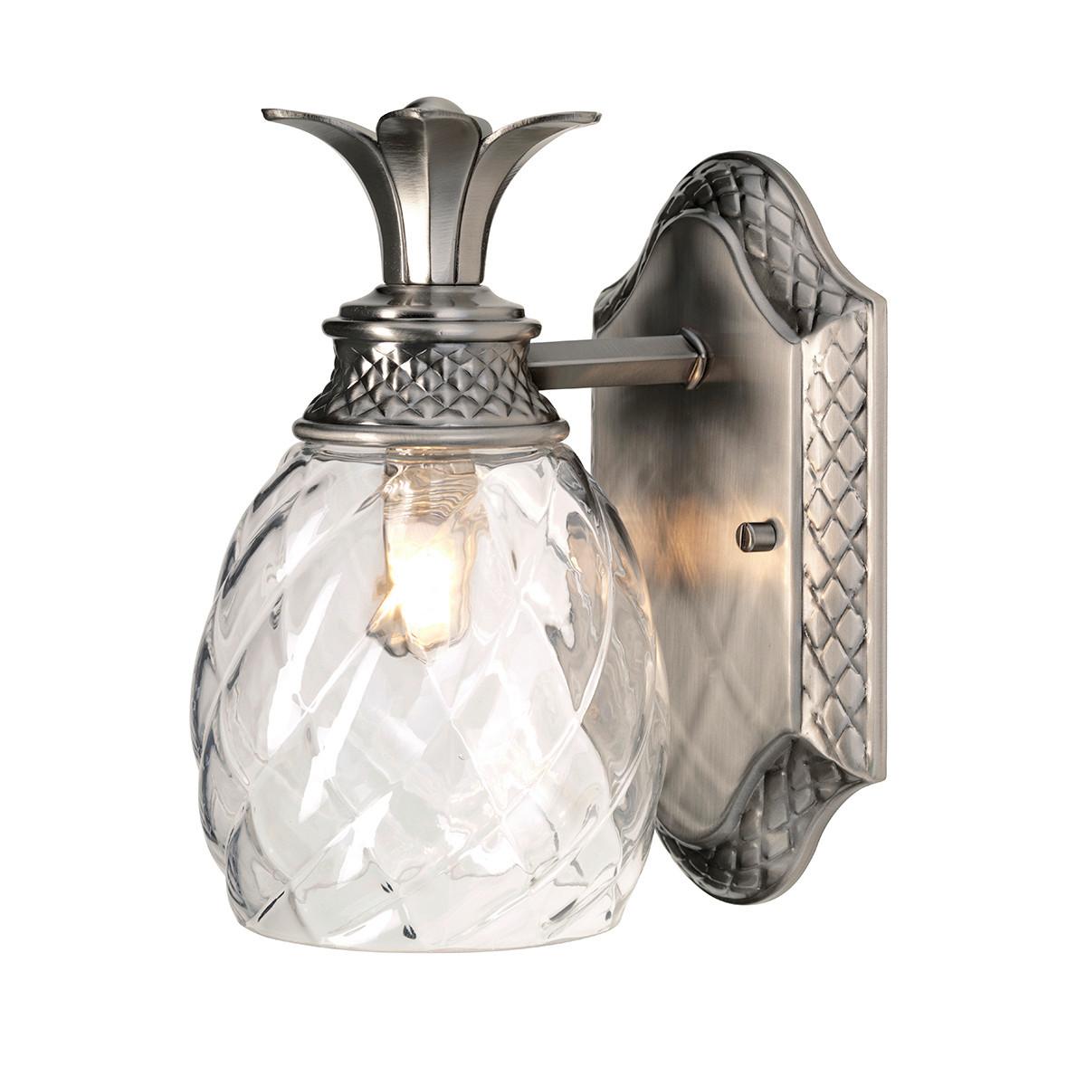Fürdőszobai Falilámpa Hk-Plant-Bath-Pl - nikkelszínű, Lifestyle, üveg/fém (22/12,4/16.5cm) - Elstead Lighting