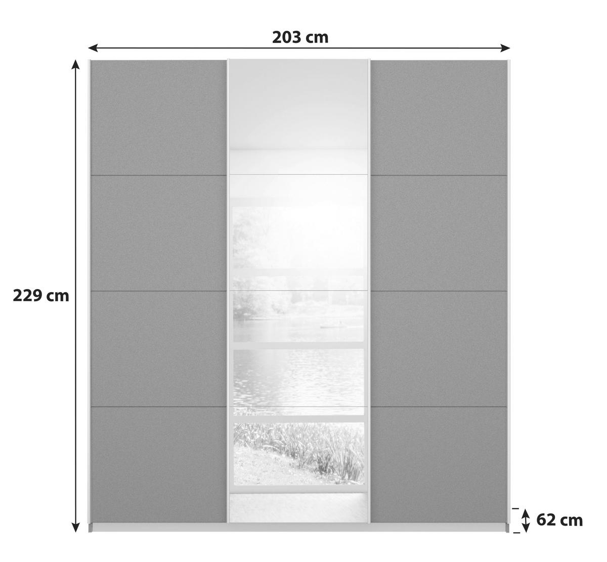 Dulap cu uși culisante MIAMI - gri, Modern, material pe bază de lemn (203/229/62cm)