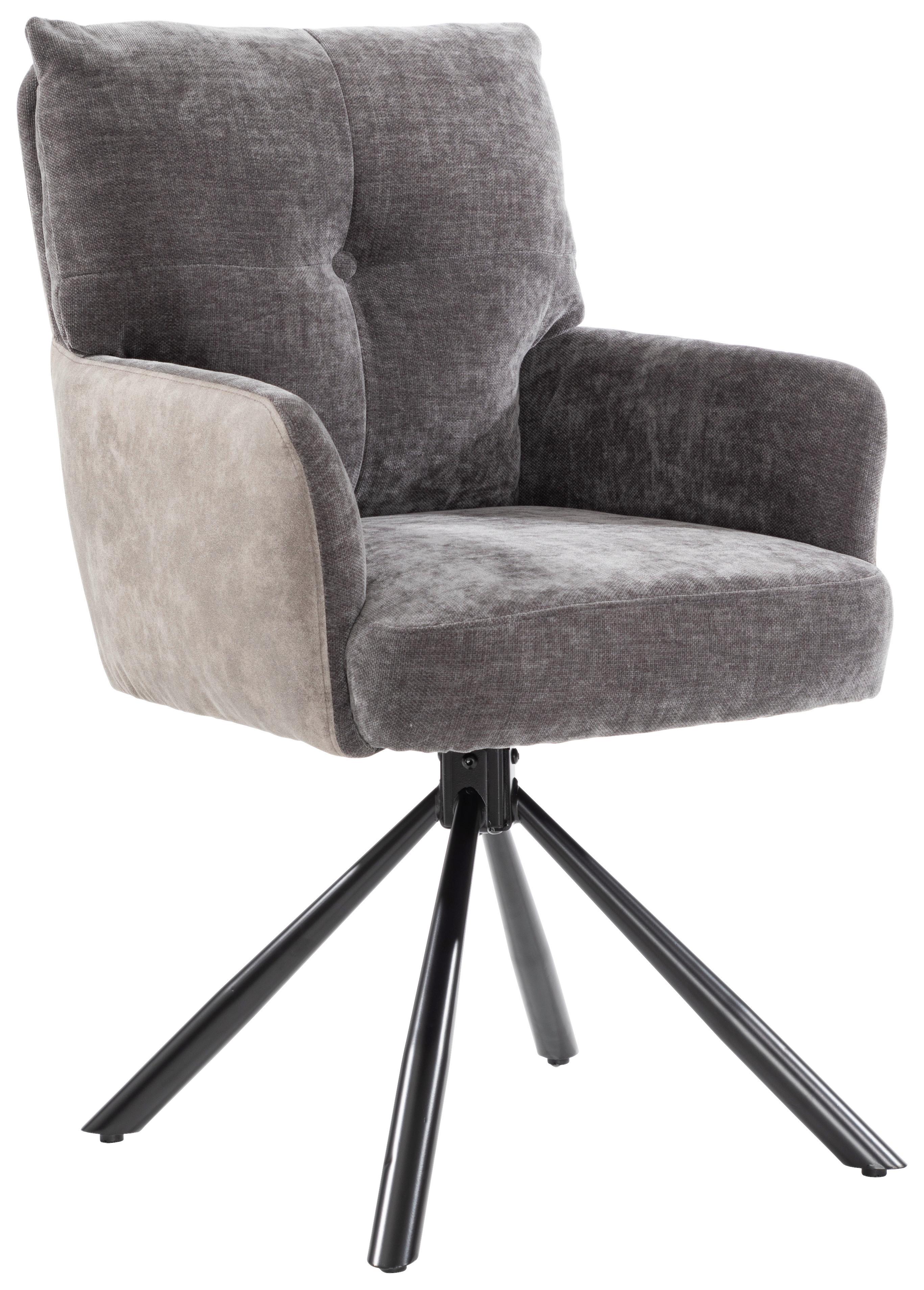 Armlehnstuhl Sophie Anthrazit - Anthrazit/Schwarz, MODERN, Textil/Metall (60/93/67cm) - Premium Living