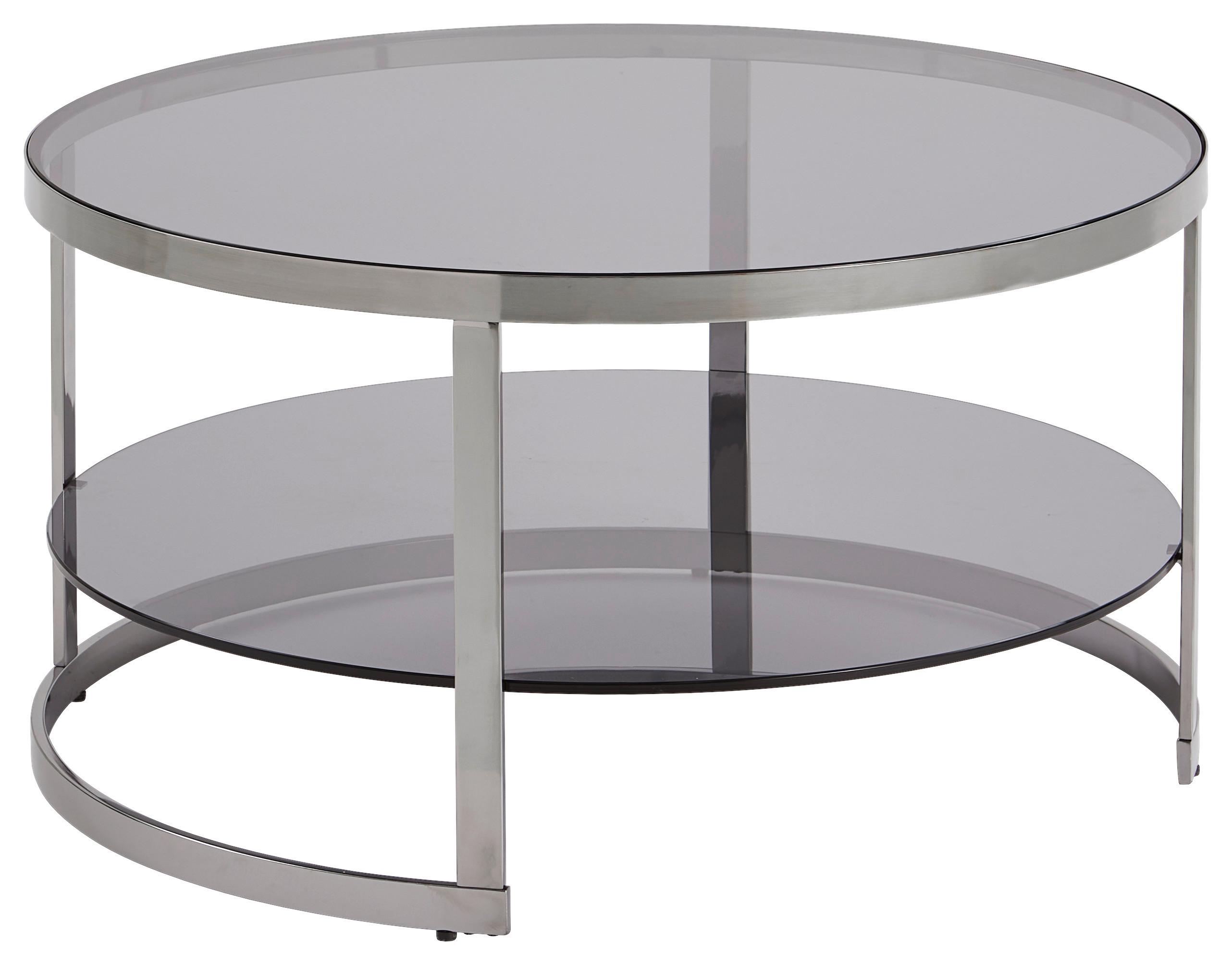 STOLIK KAWOWY KASSANDRA - szary/kolor chromowy, Design, metal/szkło (80/80/42cm) - Carryhome