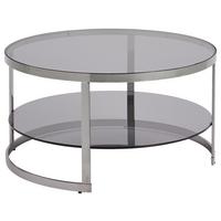 STOLIK KAWOWY KASSANDRA - szary/kolor chromowy, Design, metal/szkło (80/80/42cm) - Carryhome