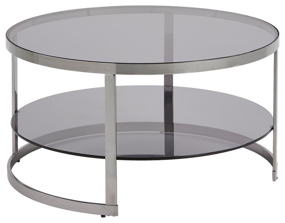 STOLIK KAWOWY KASSANDRA - szary/kolor chromowy, Design, metal/szkło (80/80/42cm) - Carryhome