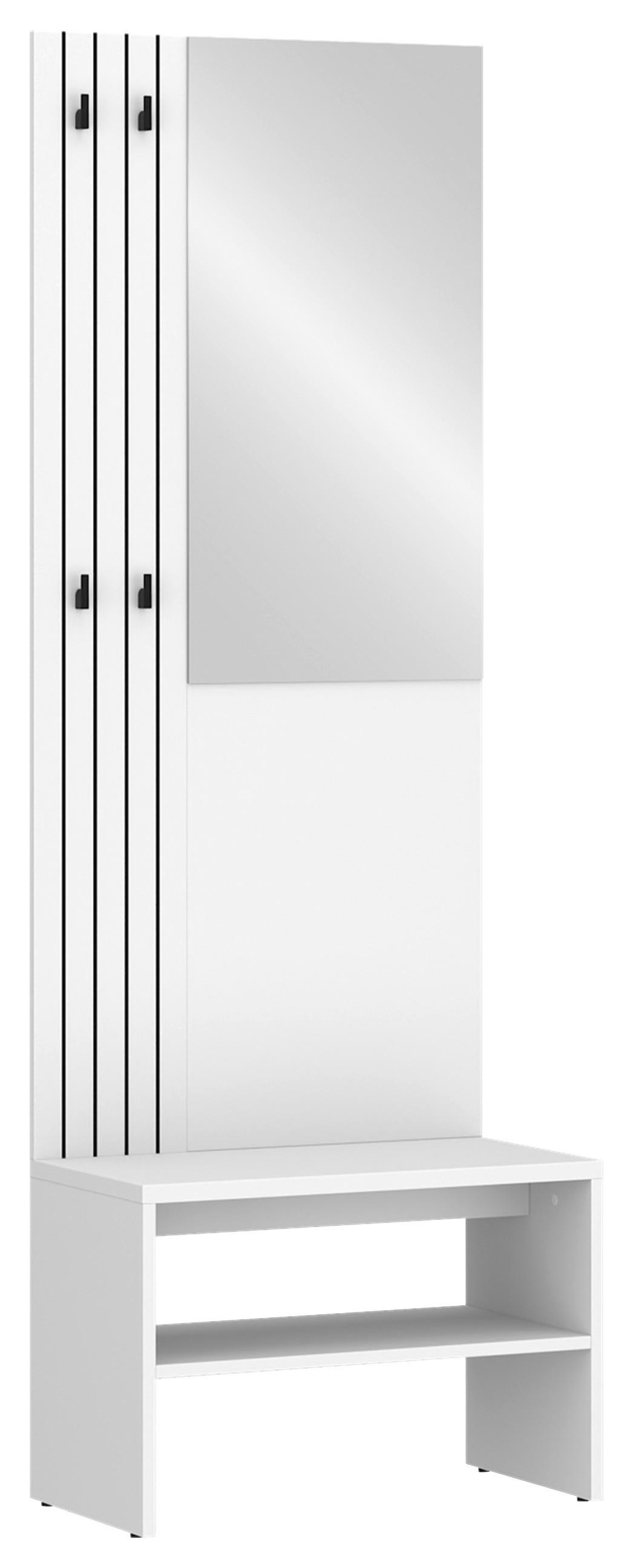 Ansamblu de hol CHARLIE - alb, Konventionell, material pe bază de lemn (60/180/37cm) - Modern Living