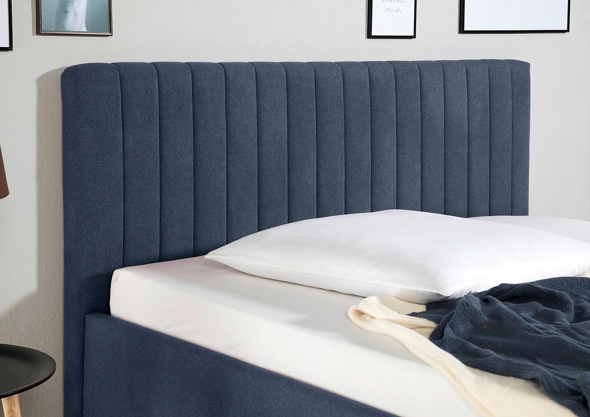 Polsterbett Sierro Blau ca. 140x200 cm - Blau/Naturfarben, MODERN, Holz/Textil (140/200cm) - Livetastic