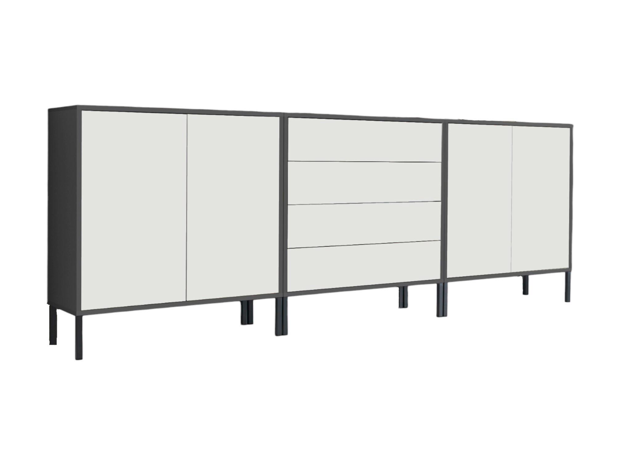 Sideboard Mailand Set 5 Anthrazit/Weiß - Anthrazit/Weiß, MODERN, Holzwerkstoff/Metall (237/86/33cm) - MID.YOU