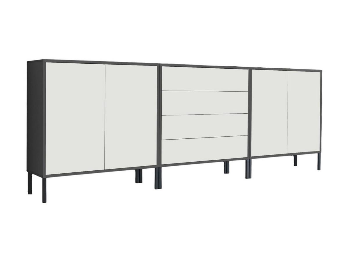 Sideboard Mailand Set 5 Anthrazit/Weiß - Anthrazit/Weiß, MODERN, Holzwerkstoff/Metall (237/86/33cm) - MID.YOU