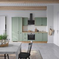 Küchenblock Cascada High m. Geräten Schilfgrün - Schilfgrün/Eichefarben, MODERN, Holzwerkstoff/Metall (300cm) - Nobilia