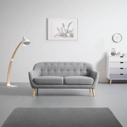 Sofa Anela Hellgrau Webstoff - Hellgrau/Naturfarben, MODERN, Holz/Textil (168/79/84cm) - Bessagi Home