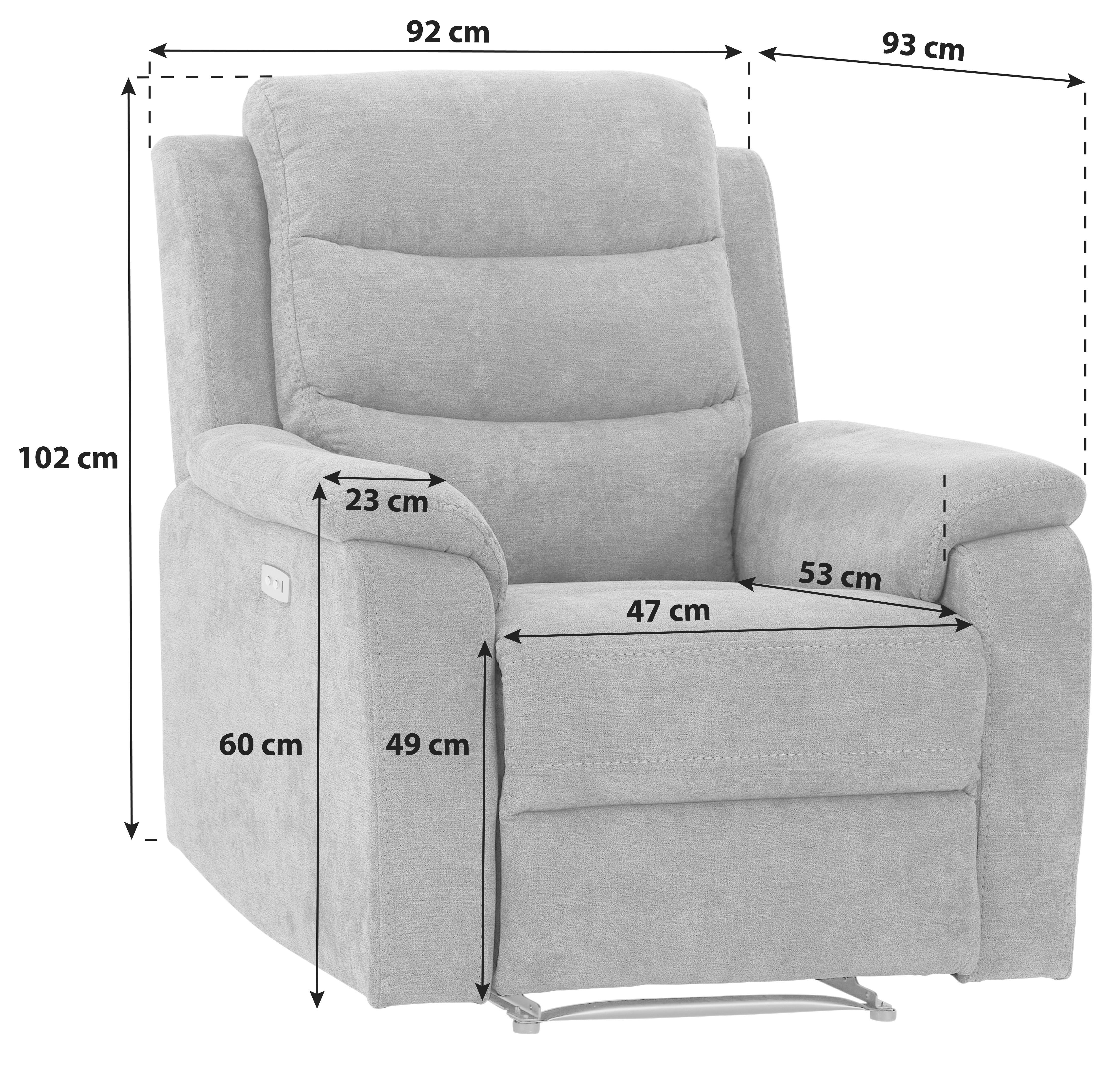 Počivalnik Manchester, Siva, Relax Funkcija - siva/črna, Konvencionalno, umetna masa/tekstil (92/102/93cm) - Ondega