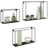 Set Stenskih Polic Mila 1 -Sb- - črna, Moderno, kovina (40/35/25/28/24/18/10cm) - Mömax