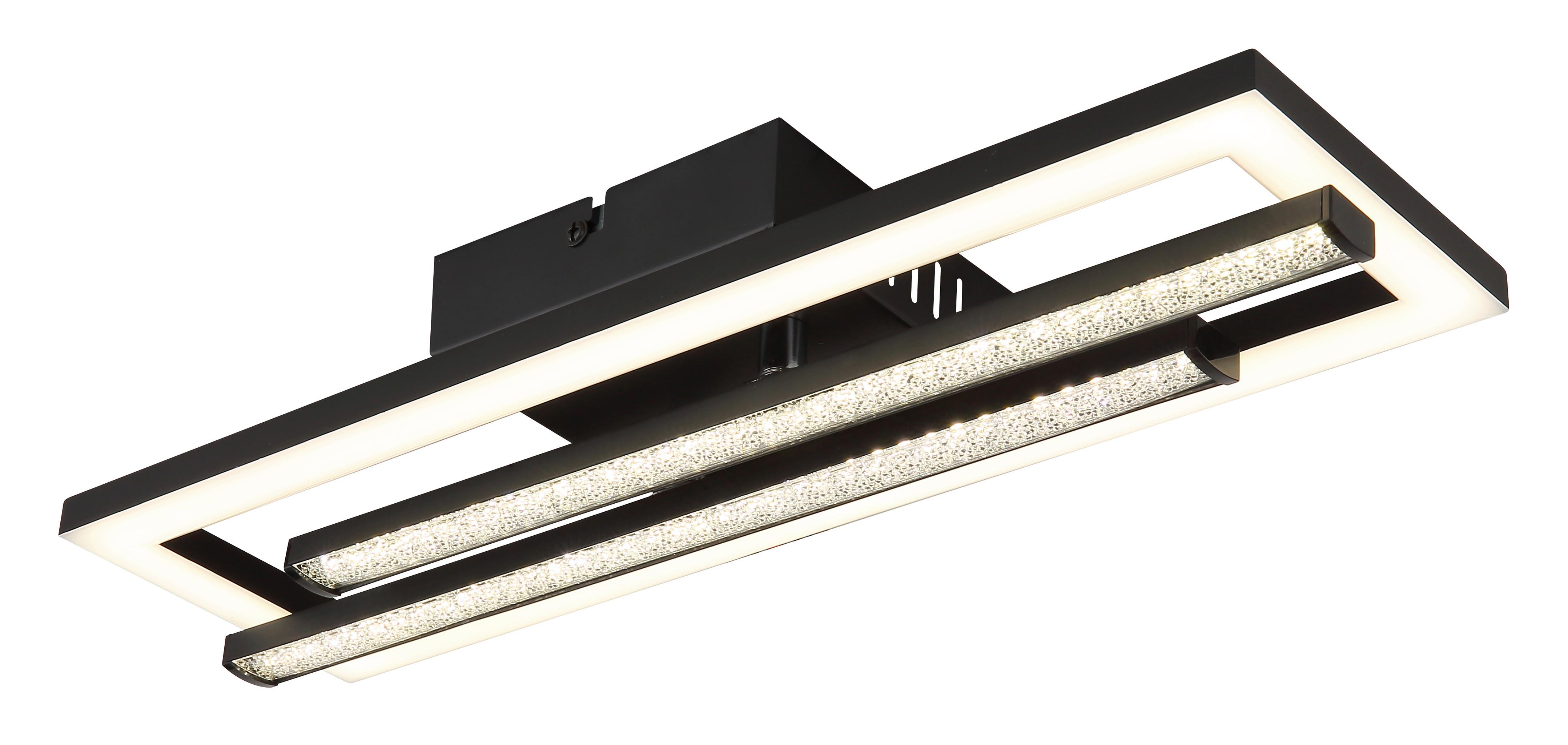 Led Stropna Svjetiljka Opal , Crna Boja - prozirno/crna, Design, plastika (40/37,5/6,3cm) - Globo