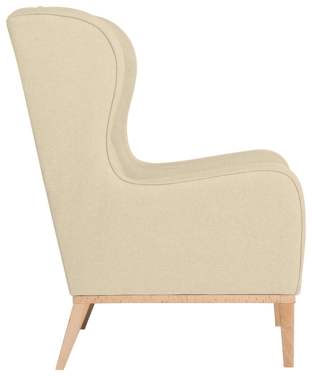 OHRENSESSEL ANGELO - Beige/Naturfarben, KONVENTIONELL, Holz/Textil (66/104/78cm) - Max Winzer