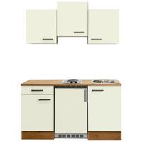 Miniküchen Avila Eichefarben/Magnolie - Eichefarben/Magnolie, Basics, Holzwerkstoff/Metall (150,5cm) - FlexWell