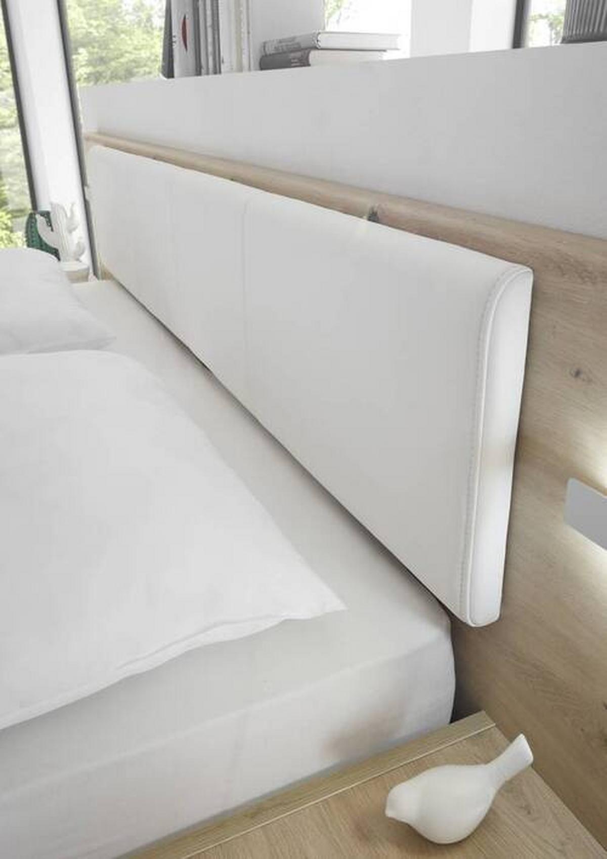 Postelja Catania, Hrast, Bela, 2 X Led, 180x200 - črna/bela, Moderno, umetna masa/tekstil (180/200cm) - Livetastic
