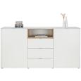 Sideboard Weiß/Sonoma Eiche - Alufarben/Weiß, MODERN, Glas/Holzwerkstoff (181/92,3/41,7cm) - MÖMAX modern living