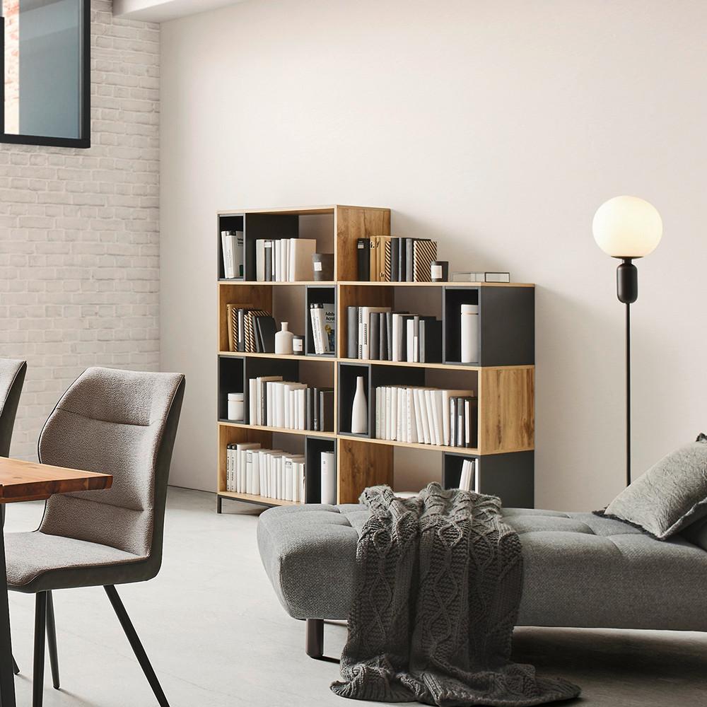 HYLLA MEGY - svart/ekfärgad, Modern, metall (80/158/40cm) - Bessagi Home