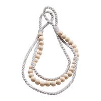 Függönyelkötő Holzperle - szürke, Romantik / Landhaus, textil/fa (55cm) - Modern Living