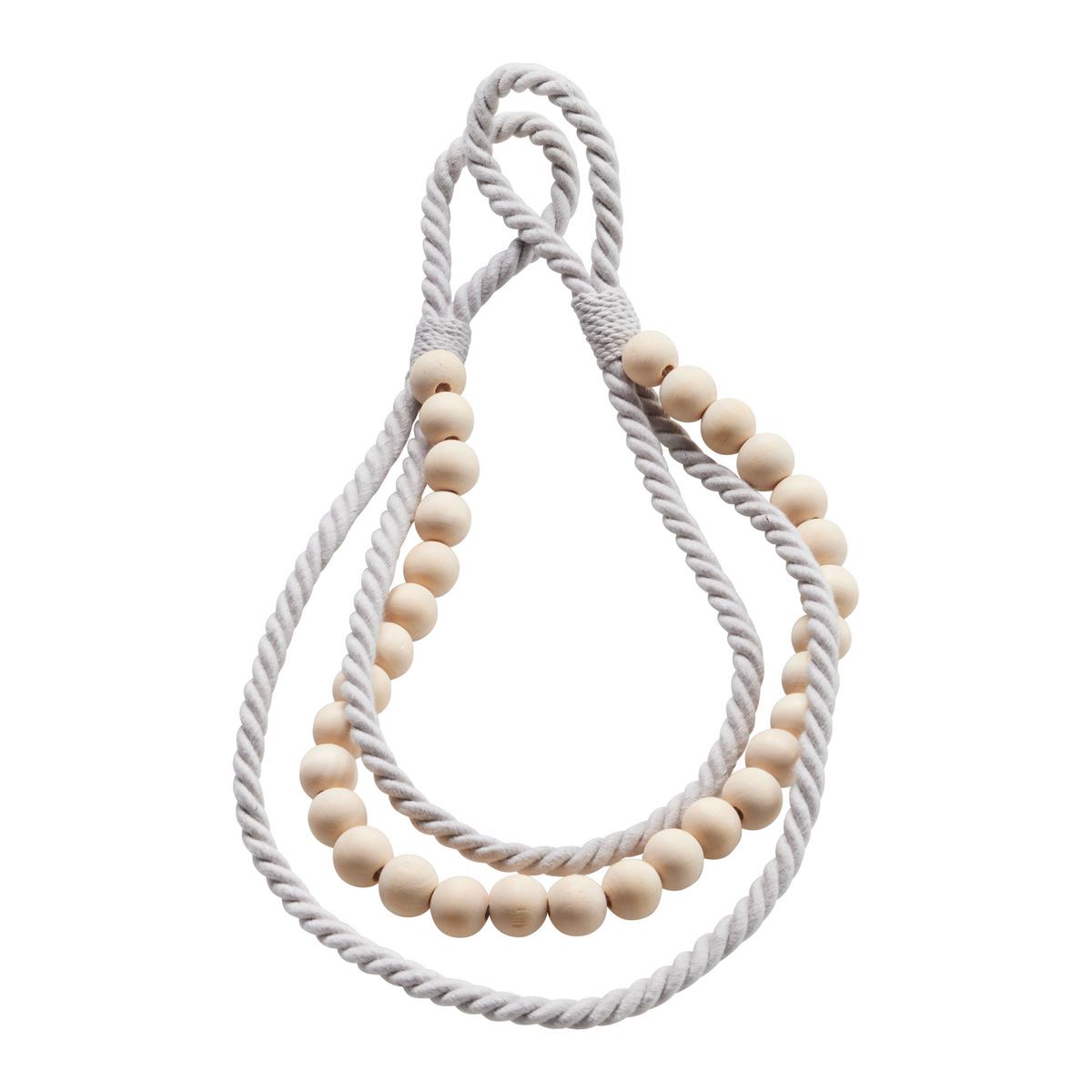 Függönyelkötő Holzperle - szürke, Romantik / Landhaus, textil/fa (55cm) - Modern Living