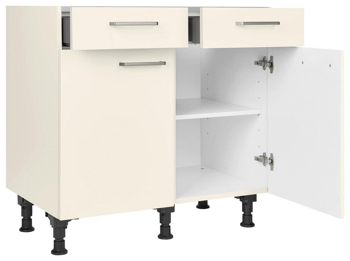 Schubkastenunterschrank Touch Magnolie - Edelstahlfarben/Magnolie, MODERN, Holzwerkstoff/Metall (90/87/56cm) - Nobilia