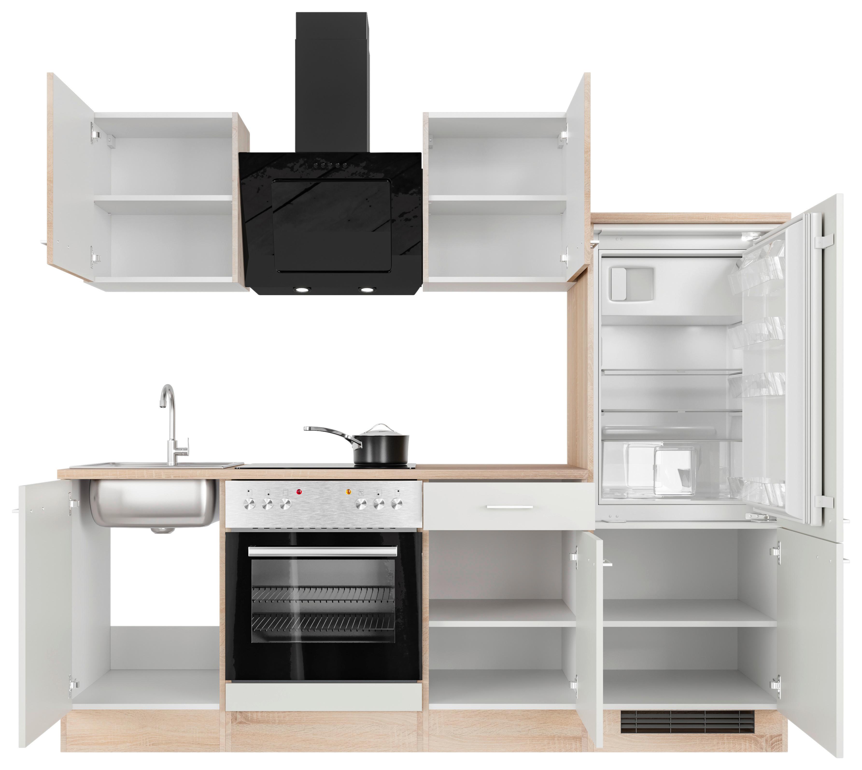 Kuhinjski Blok Samoa, Bela, Hrast - bela/barve aluminija, Moderno, umetna masa/leseni material (220cm) - FlexWell