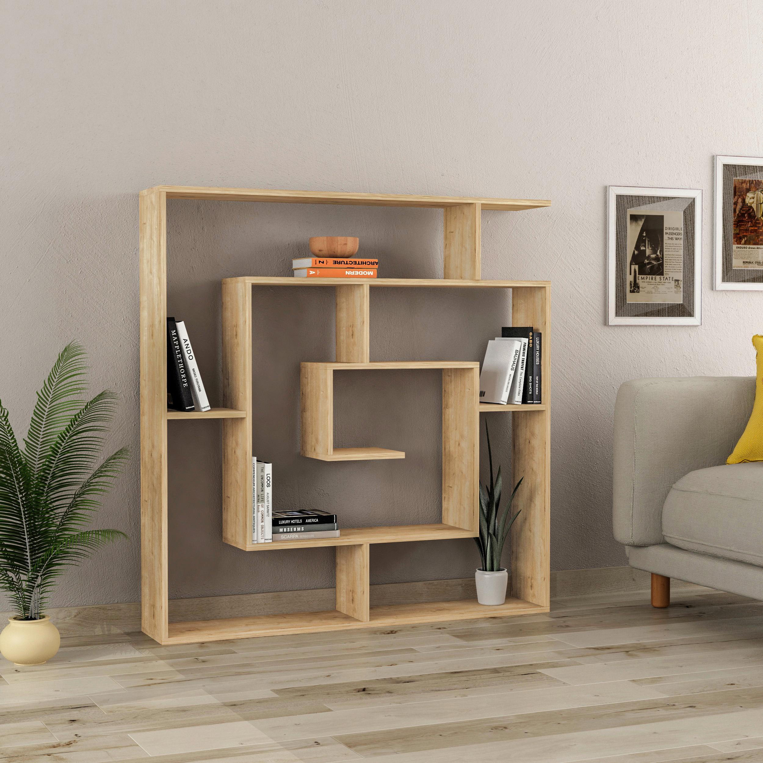Bücherregal Labirent ca. 125x129x22 cm Eichefarben - Eichefarben, Design, Holzwerkstoff (125/129/22cm) - Livetastic