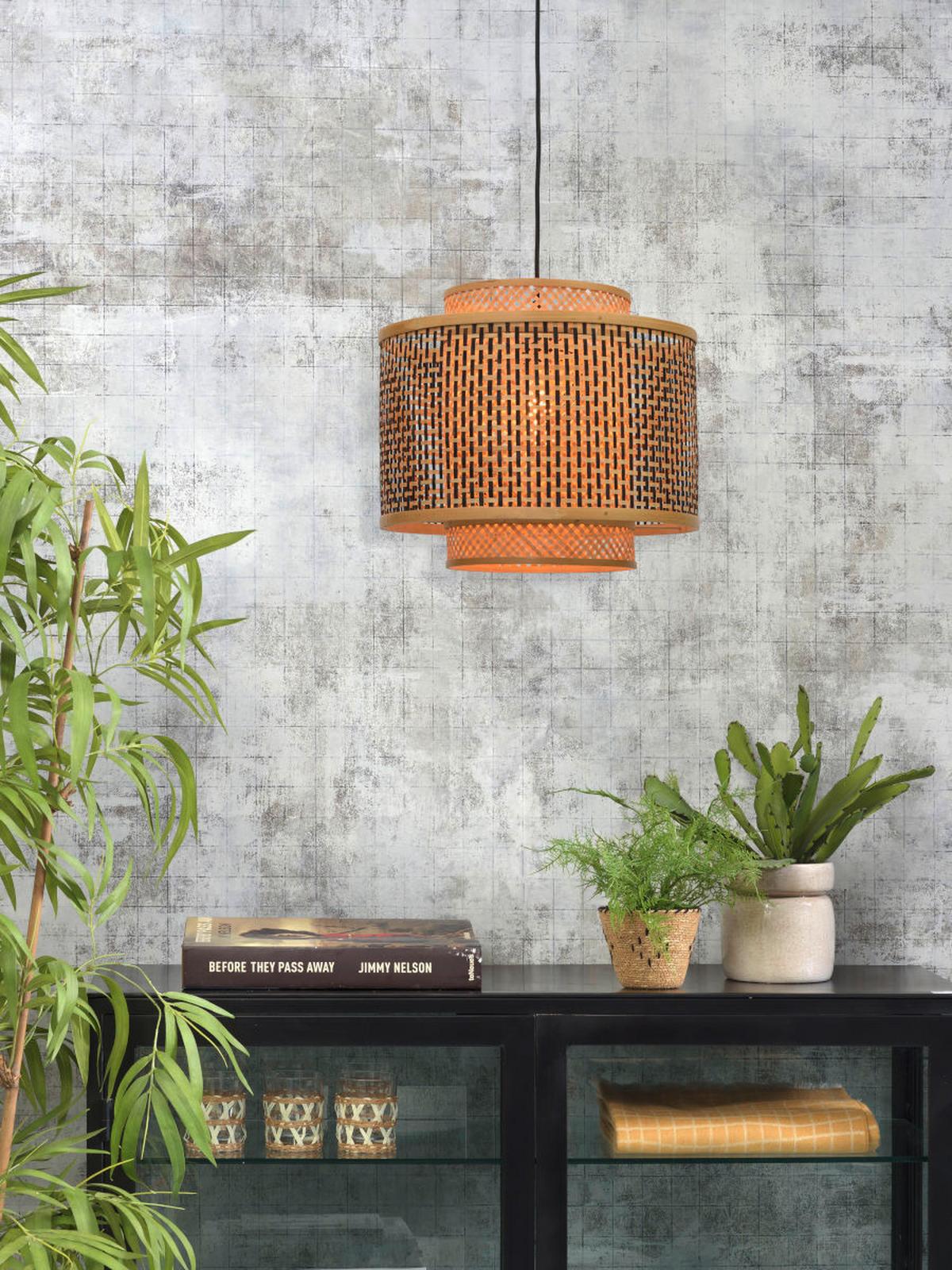 Viseča Svetilka Bhutan, Črna, Bambus - črna/rjava, Design, naravni materiali (43/243/41,5cm) - Good & Mojo