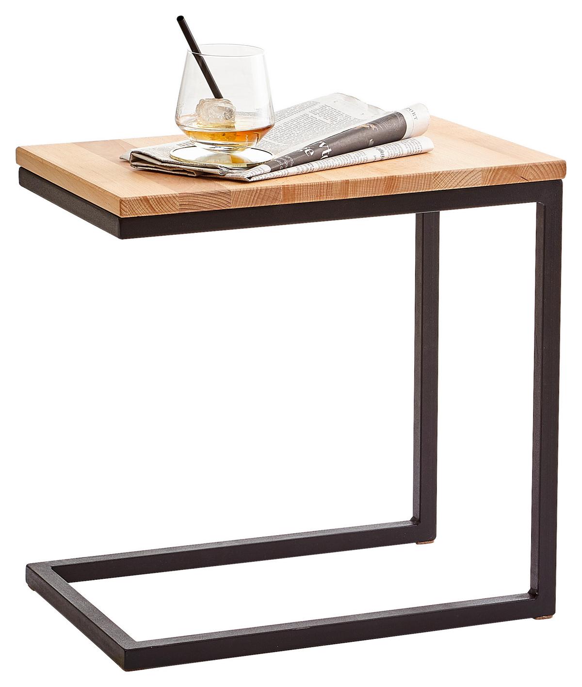 STOLIK BOCZNY TIBO - kolor bukowy/czarny, Natur, metal/drewno (30/45/45cm) - Xora