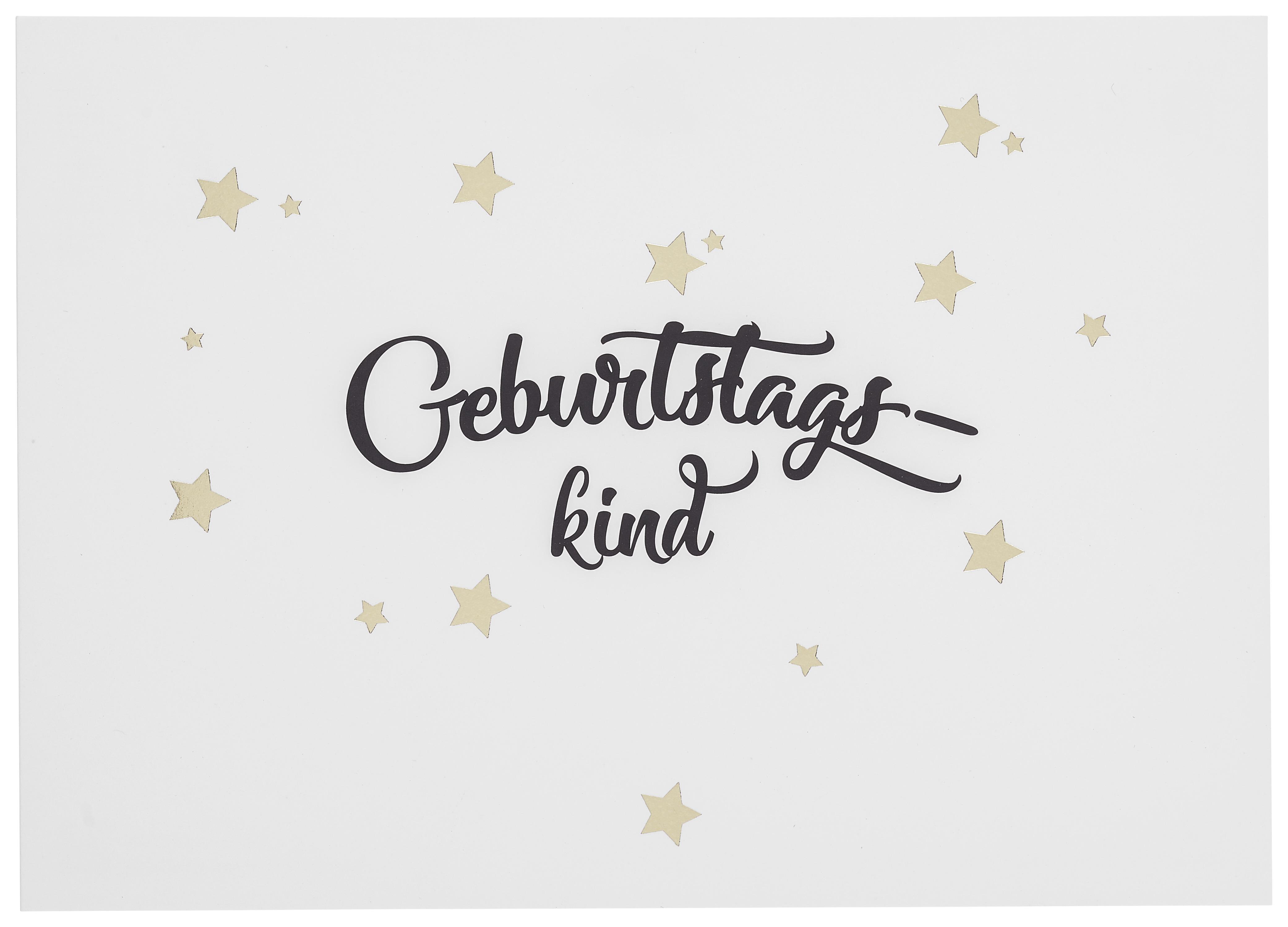 POSTKARTE Geburtstagskind in Weiß - Goldfarben/Schwarz, Papier (14,8/10,5cm)