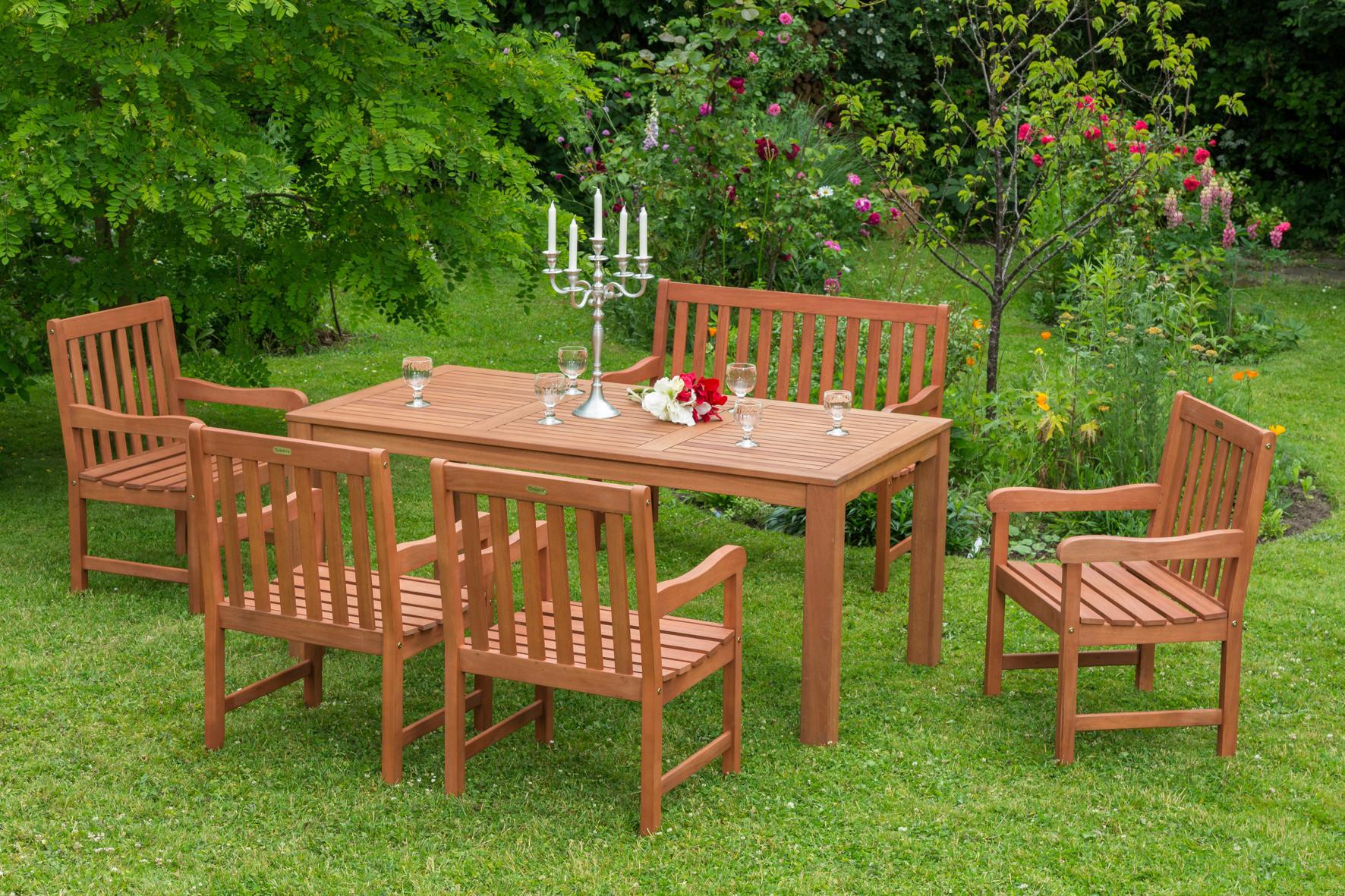 Gartenbank Santos aus Eukalyptus Natur - Naturfarben, Basics, Holz (107/89/58cm) - Gardenson